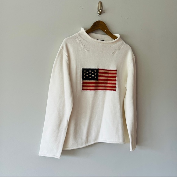 New TUCKERNUCK Ivory Cotton Americana Sweater Szie Medium - Picture 3 of 7